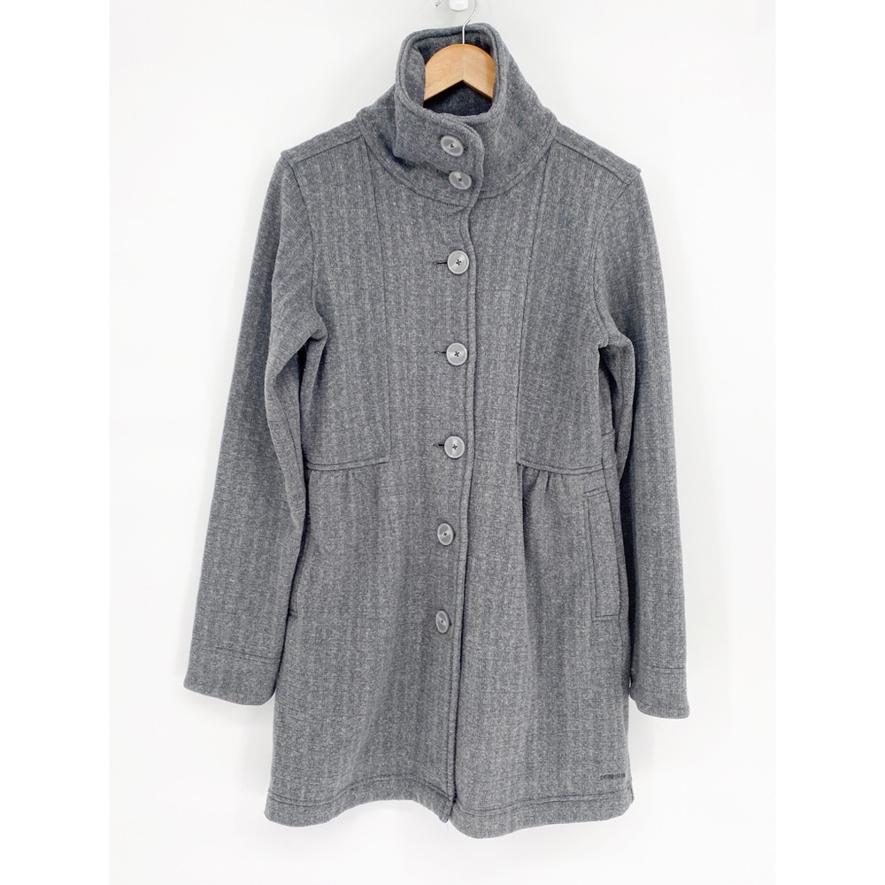Patagonia Better Sweater Long Jacket Size Large Dark Grey Pockets Stand Collar